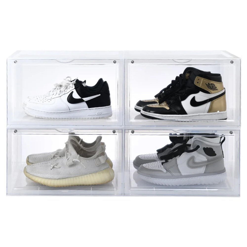 Sneaker Shoe Storage Box, Clear Plastic Stackable Shoe Organizer