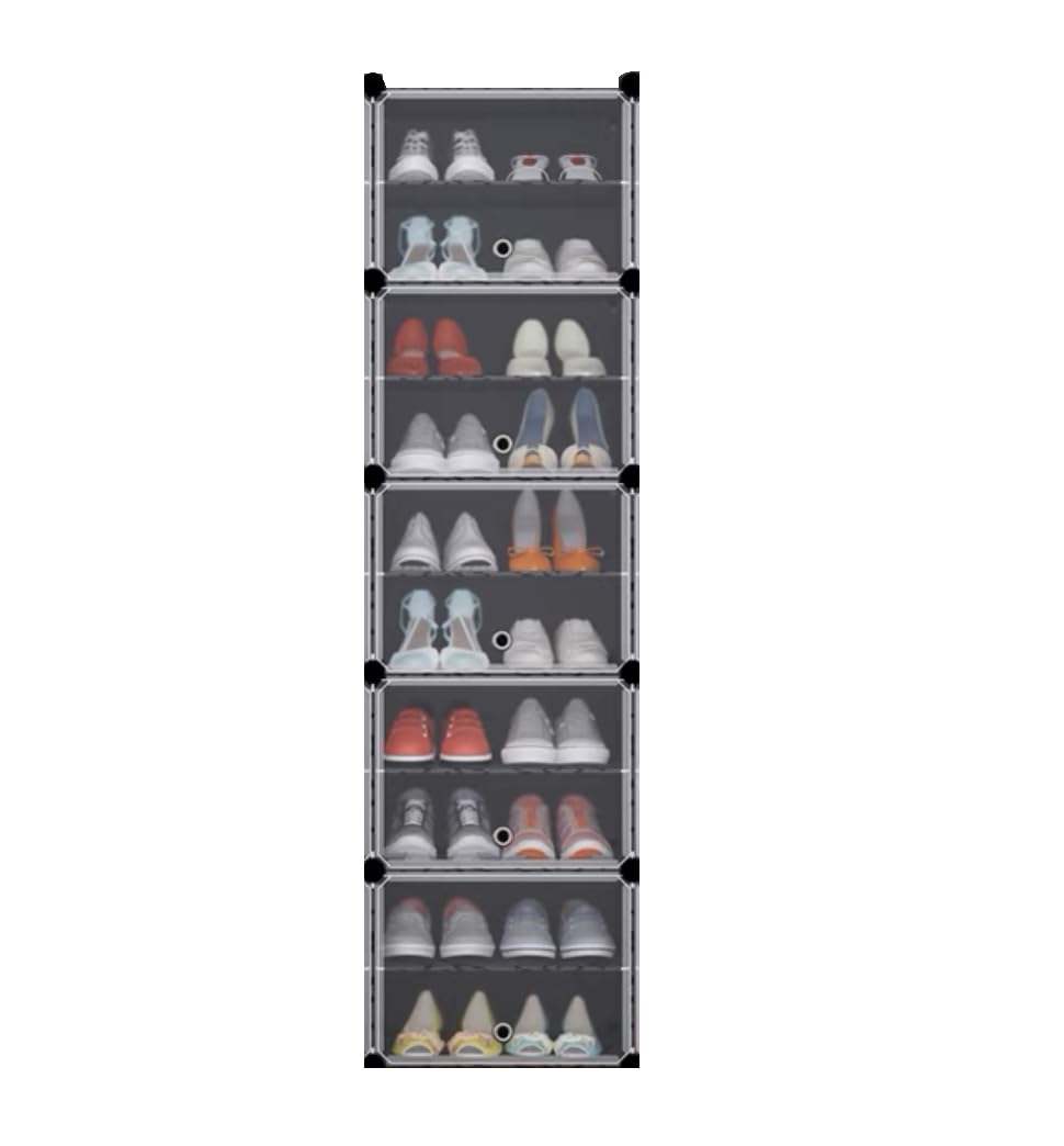 10 Layer Shoe Rack 20 Pair Shoe Organizer Stand Shoe Shelf for Entryway Bedroom - BLACk
