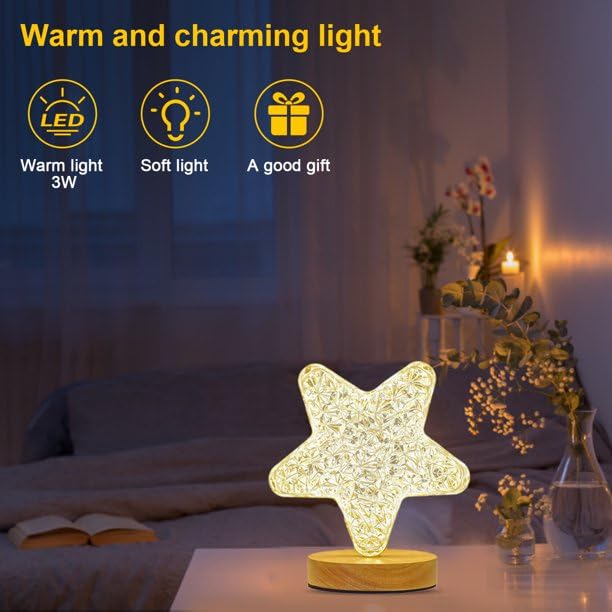 Crystal Lamp, Crystal Diamond Table Lamp, USB Rechargeable Touch Night Light - Diwali Special