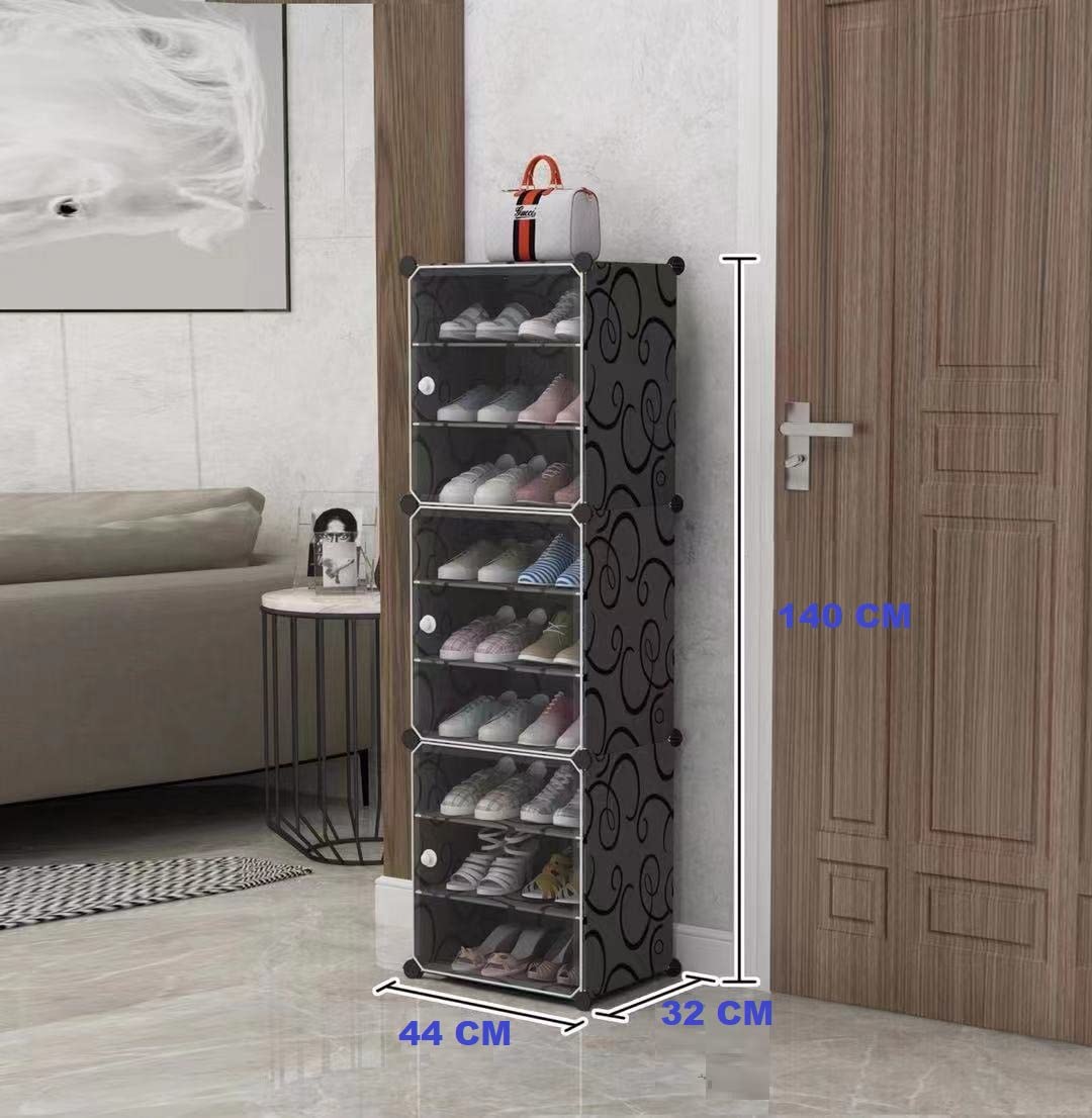 9 Shelf 5 Door Portable Shoe Rack Organizer Tower