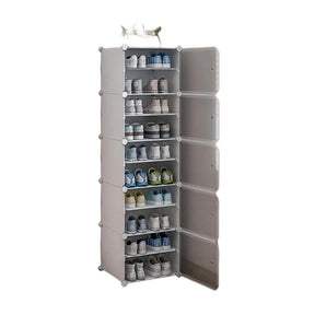 DIVADIYA Plastic Shoe Rack - 10-White DIY Shoe Rack Organizer/Multi-Purpose Shoe Storage Cabinet with Door Expandable Portable and Folding Shoe Rack (10 Layer White)