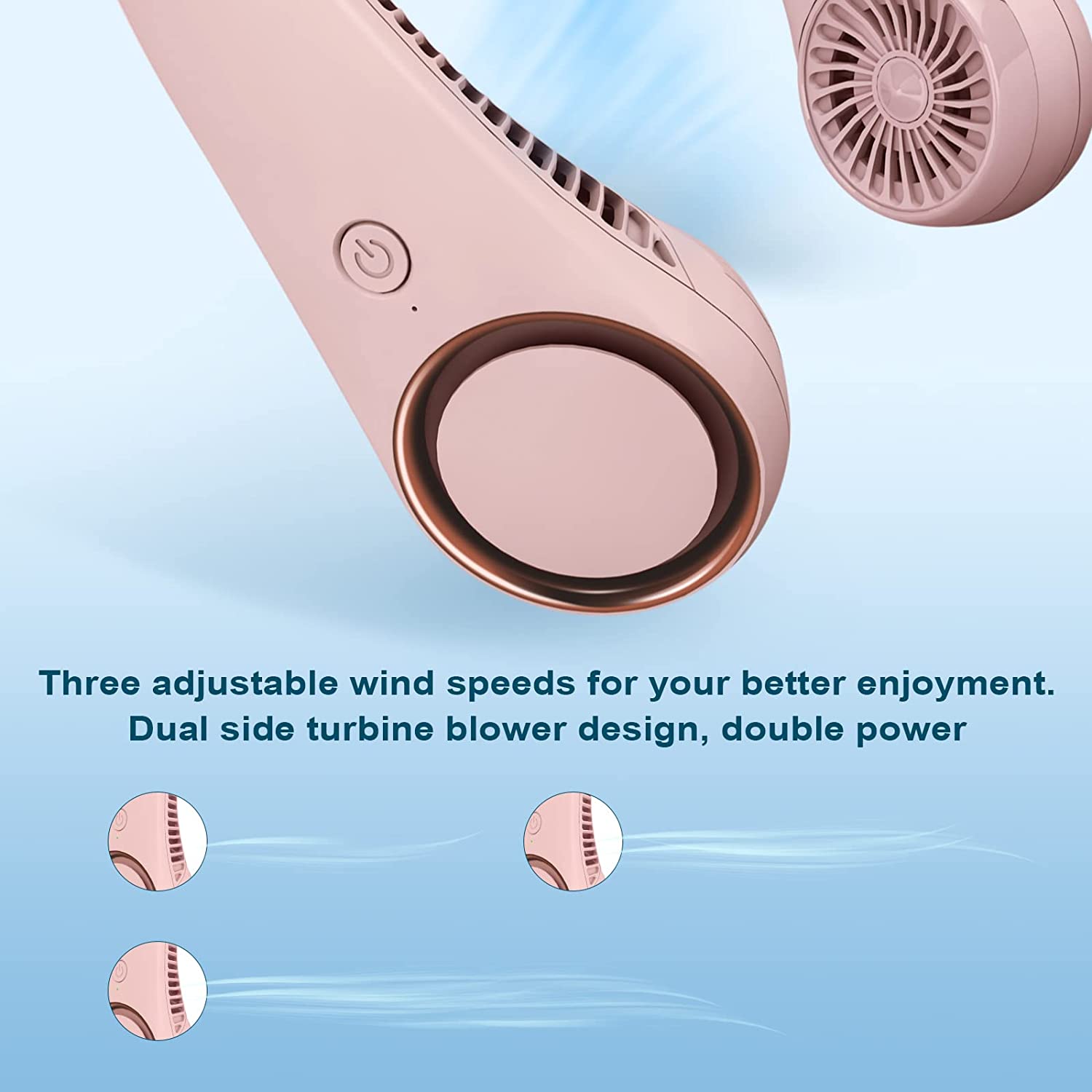 USB Portable Neck Fan ^ USB Desk Fan Table Fan with Strong Airflow & Quiet Operation, Portable Cooling Fan Speed Adjustable with Rotatable Head for Home Office Bedroom Travel Camping Table