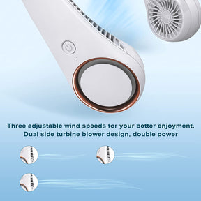 USB Portable Neck Fan ^ USB Desk Fan Table Fan with Strong Airflow & Quiet Operation, Portable Cooling Fan Speed Adjustable with Rotatable Head for Home Office Bedroom Travel Camping Table