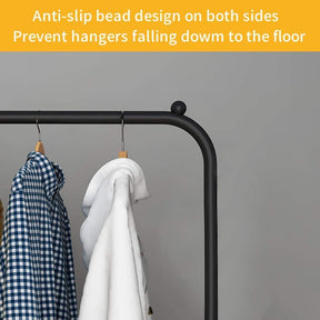 Metal Multifunctional Garment Stand Cloth Rack Freestanding Storage Organizer with Bottom Shelves