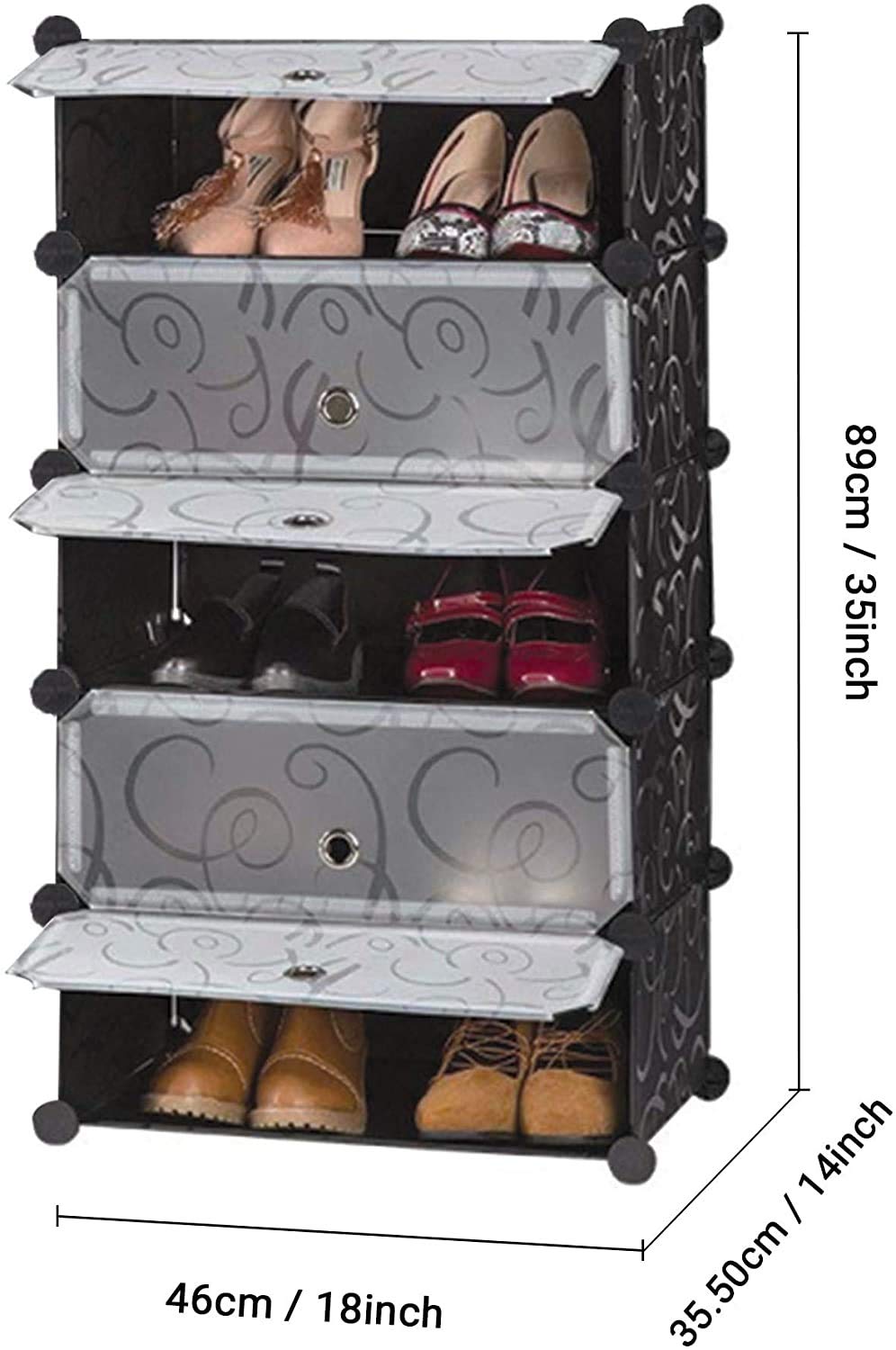 International Quality DIY Shoe Rack Organizer/Multi-Purpose Plastic 5 Shelves Portable and Folding Shoe Rack
