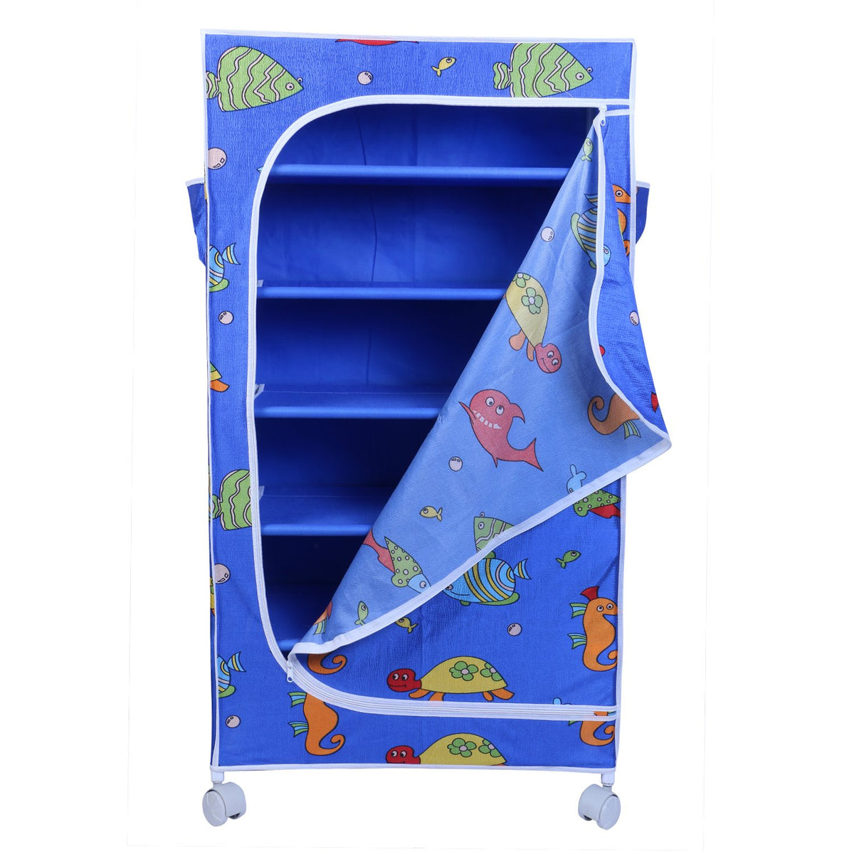 Carbon Steel Collapsible Wardrobe, Finish Color - Printed Blue